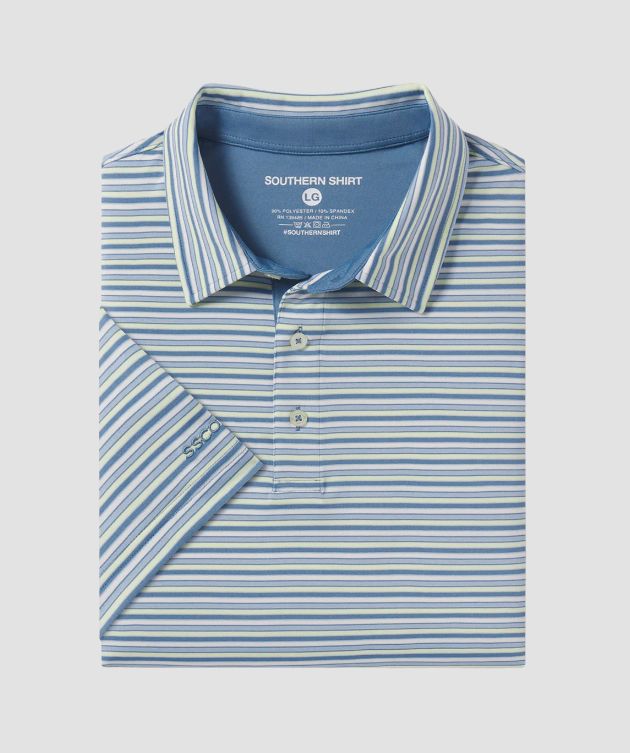 Grant Stripe Polo - Electric Wave