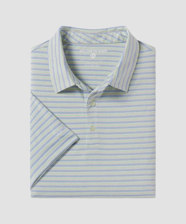 Cahaba Heather Stripe Polo - Palmetto