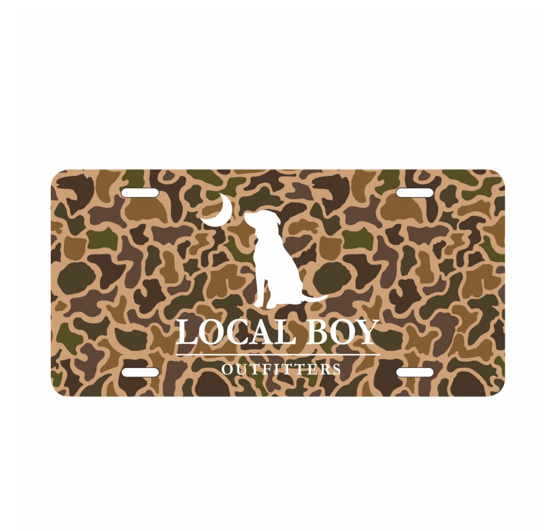 Dog &amp; Moon License Plate - Old School Camo