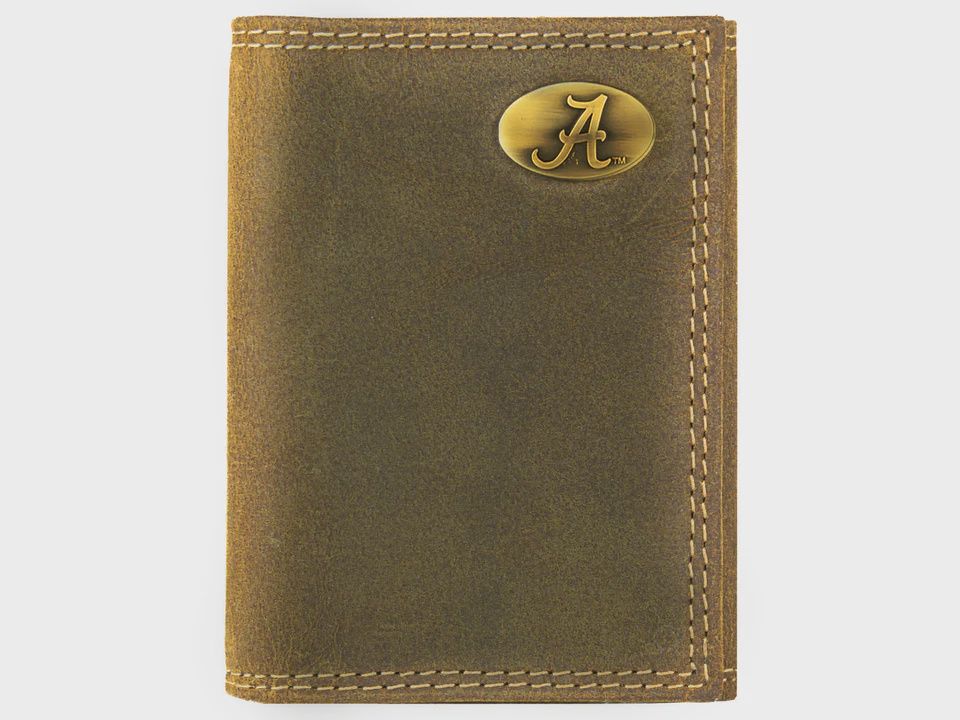 Vintage Tan Trifold Wallet - Alabama