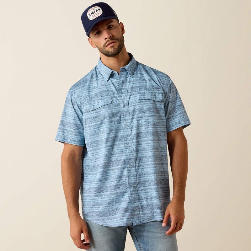 Men's Printed VentTEK Outbound Classic Fit Shirt - Blissful Blue