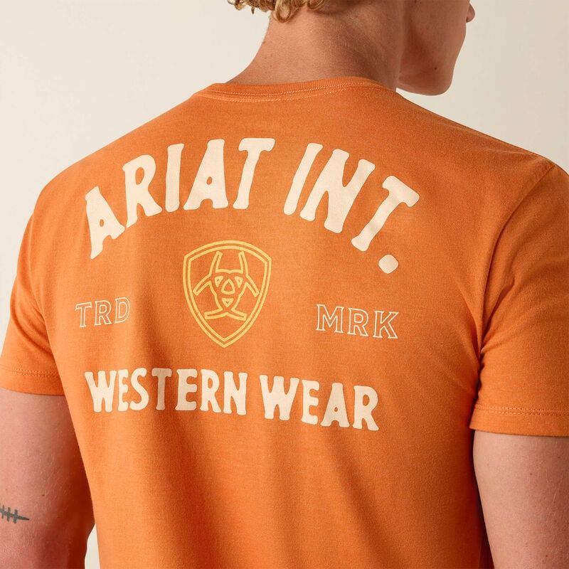 Men's Ariat Outline Shop Tee Shirt - Papaya