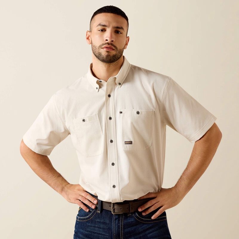 Men's Rebar Made Tough 360 Airflow Work Shirt - Moonbeam