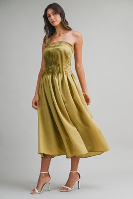 So Sweet Strapless Midi Dress - Dark Kiwi