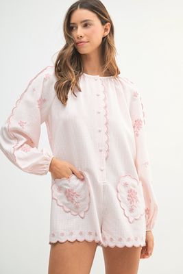 Made For You Long Sleeve Romper - Pink