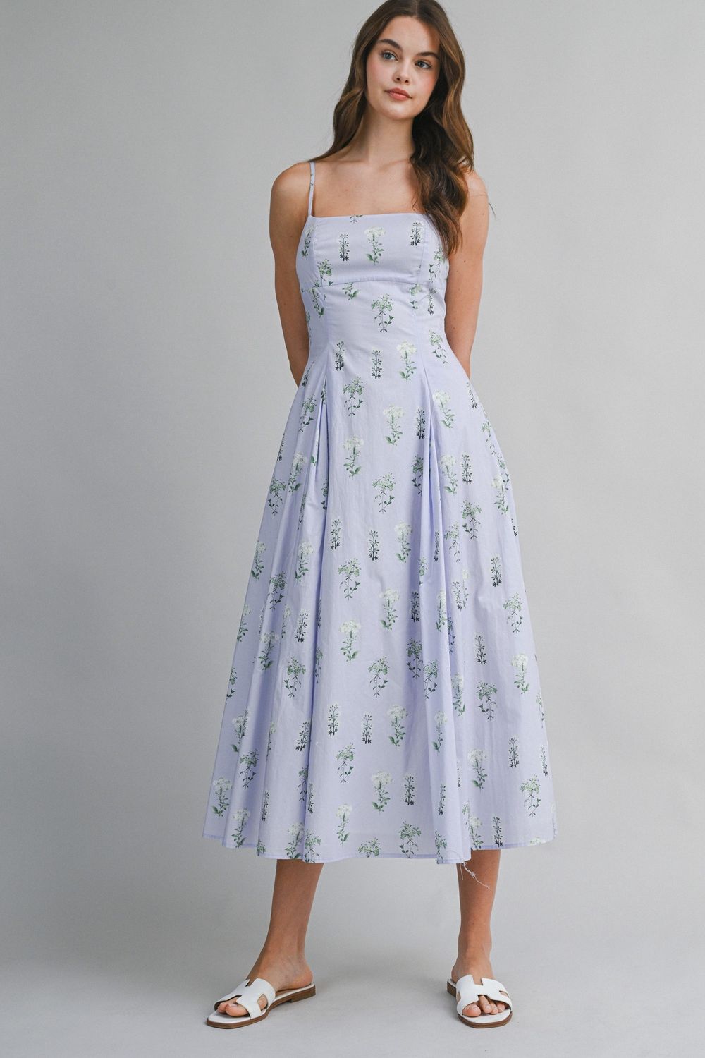 Help Yourself Floral Midi Dress - Lavender