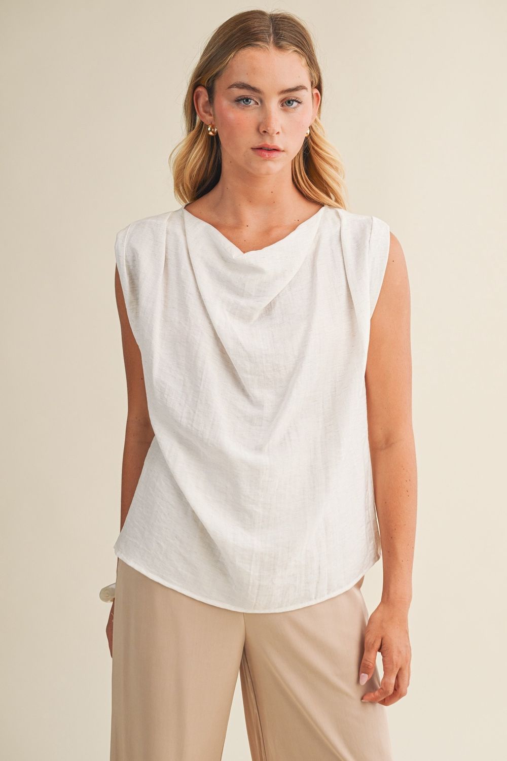 Relaxed Slub Sleeveless Top - Oatmeal