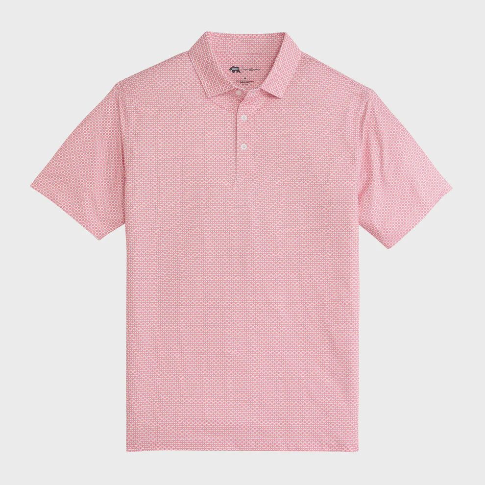 Barb Printed Performance Polo - Sea Pink