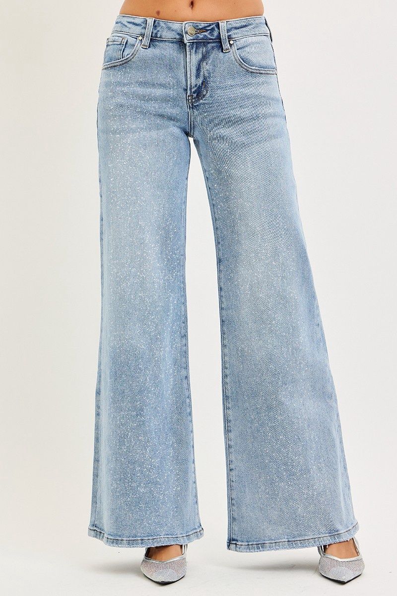 The Nicole Wide Leg Jean - Lurex Light