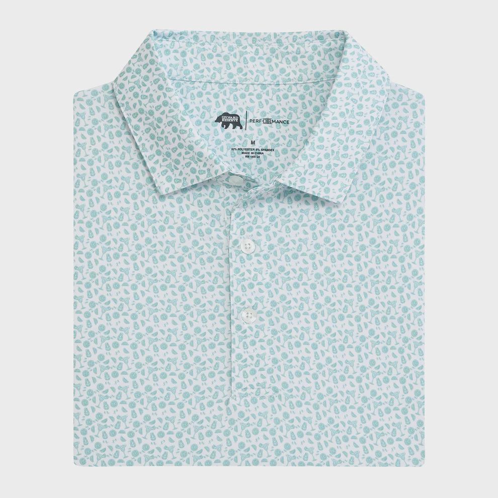 Rita Printed Performance Polo - Aquifer