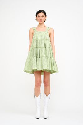 Lily Eyelet Sleeveless Mini Dress - Green