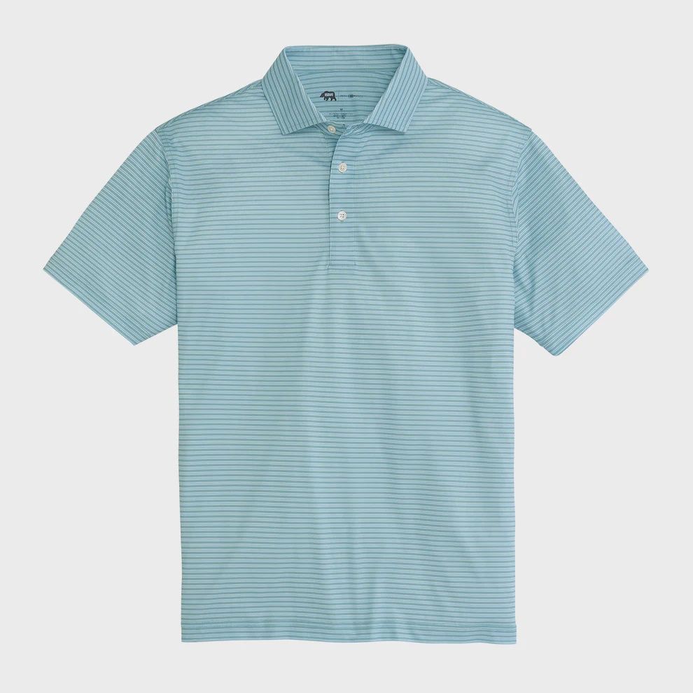 Trophy Stripe Performance Pique Polo - Aquifer