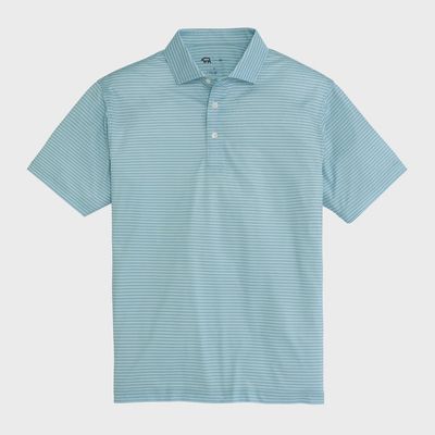 Trophy Stripe Performance Pique Polo - Aquifer