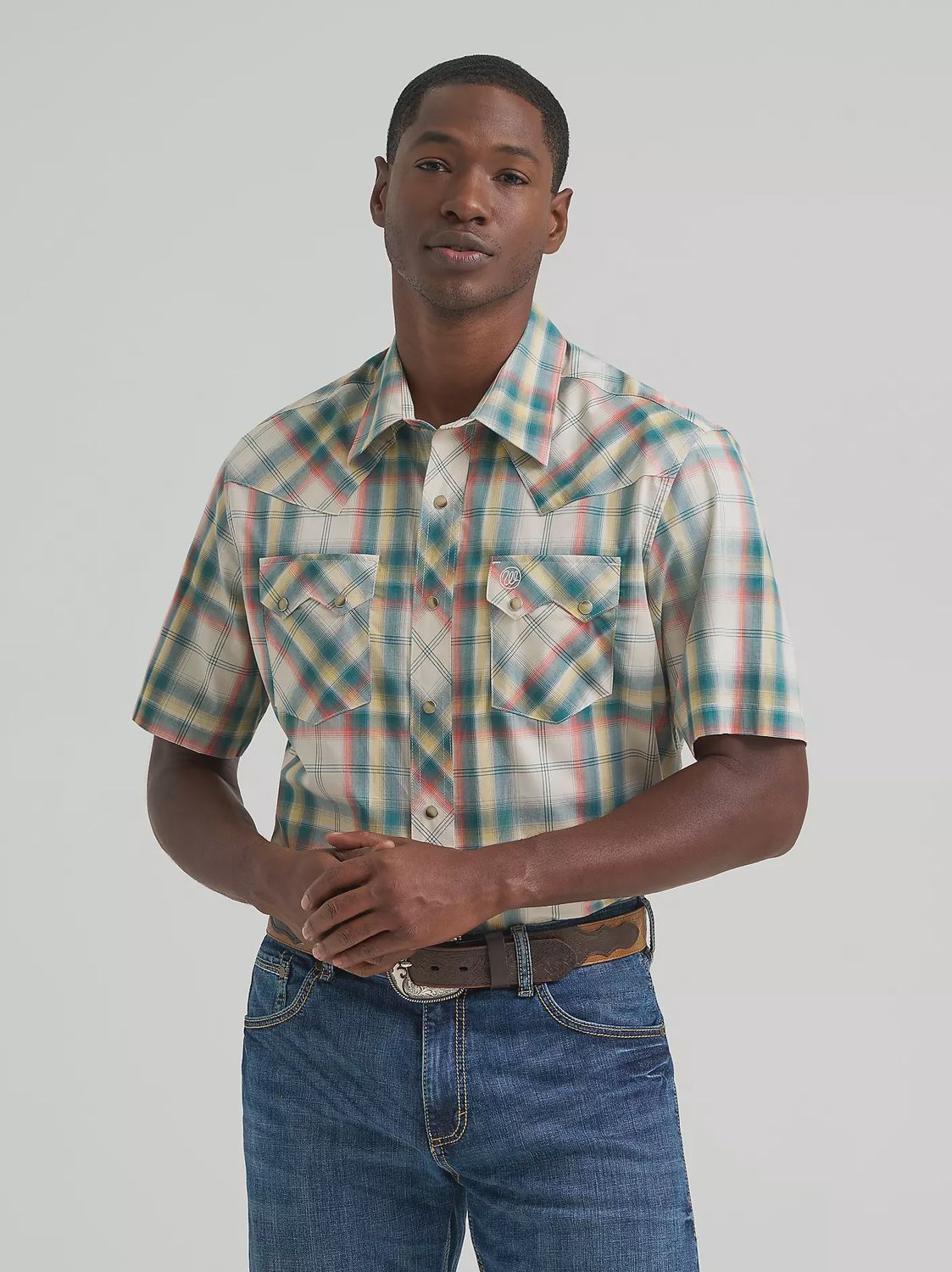 Retro® Short Sleeve Sawtooth  Western Snap - Grass