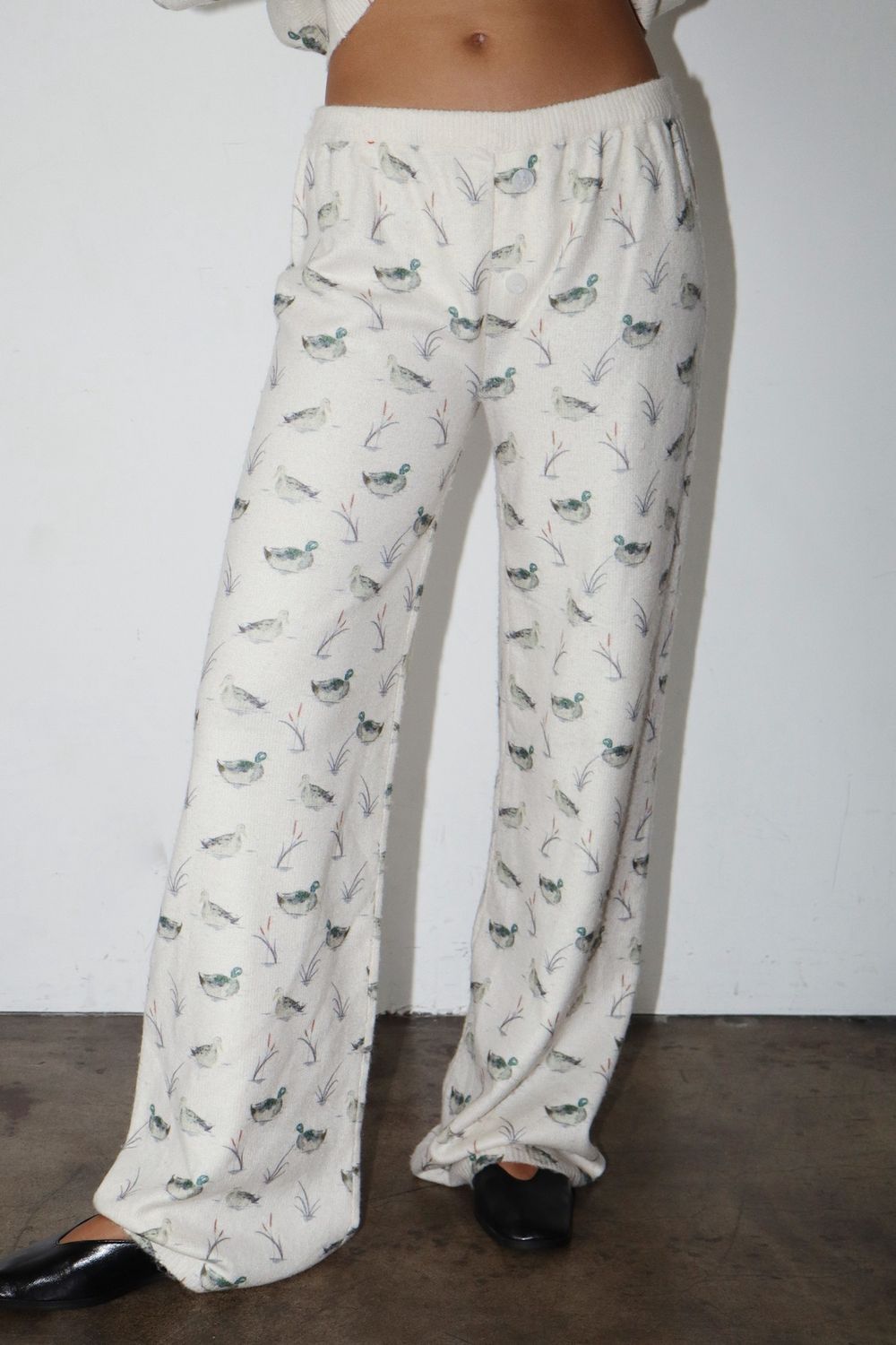 Ducks On The Pond Knit Pants - Cream