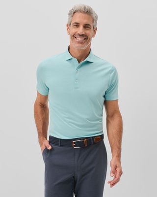 Performance Jersey Polo - Lyndonn Stripe - Tropical Celeste