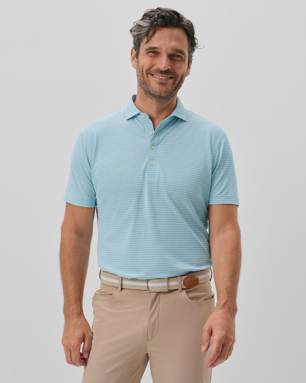 Performance Mesh Polo - Stetson Stripe - Macaw