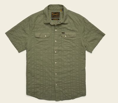 H Bar B Snapshirt - Eyelet Stripe - Cadet