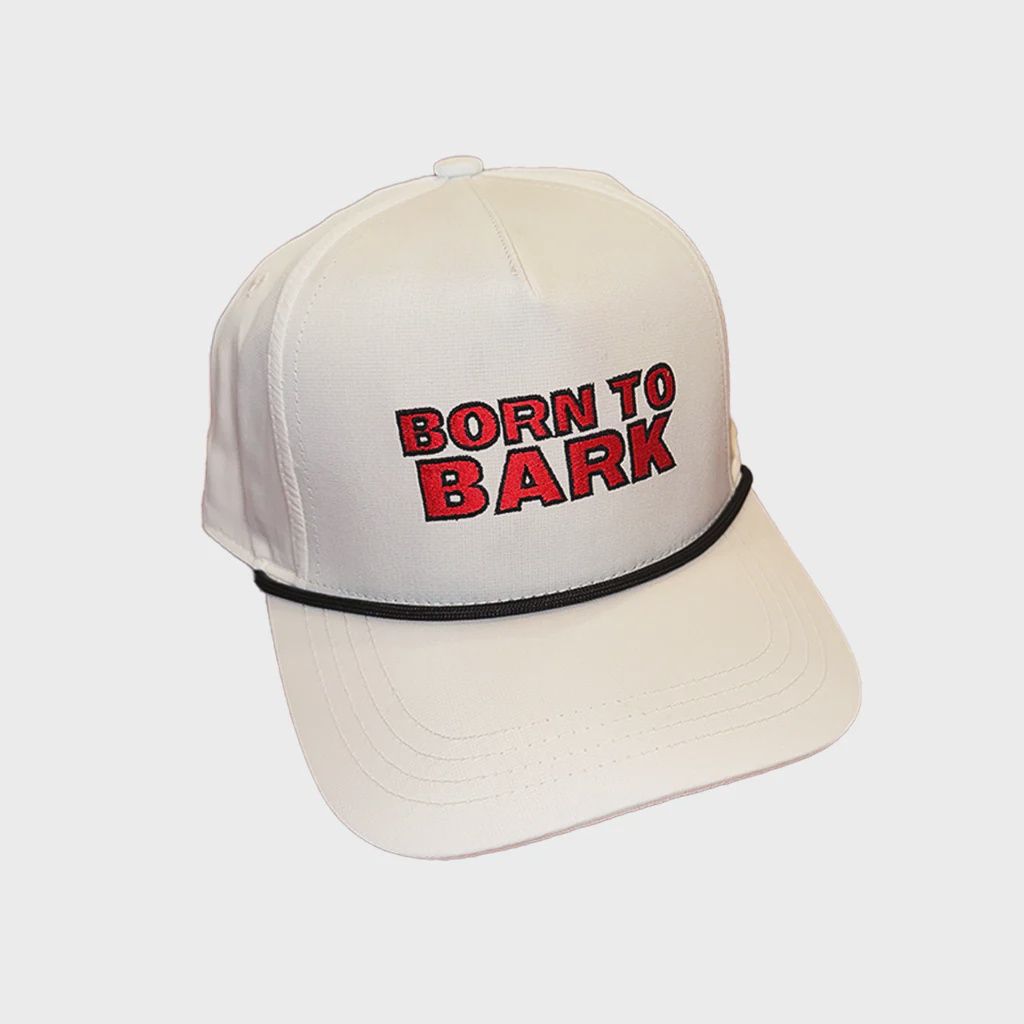 Born to Bark 5 Panel Performance Hat - White