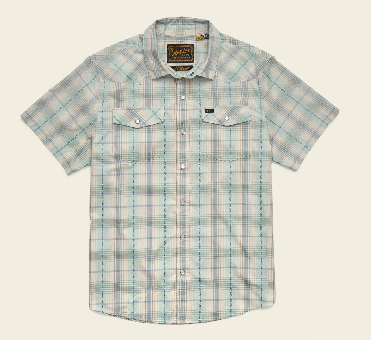 H Bar B Snapshirt - Prairie Plaid - Seafoam