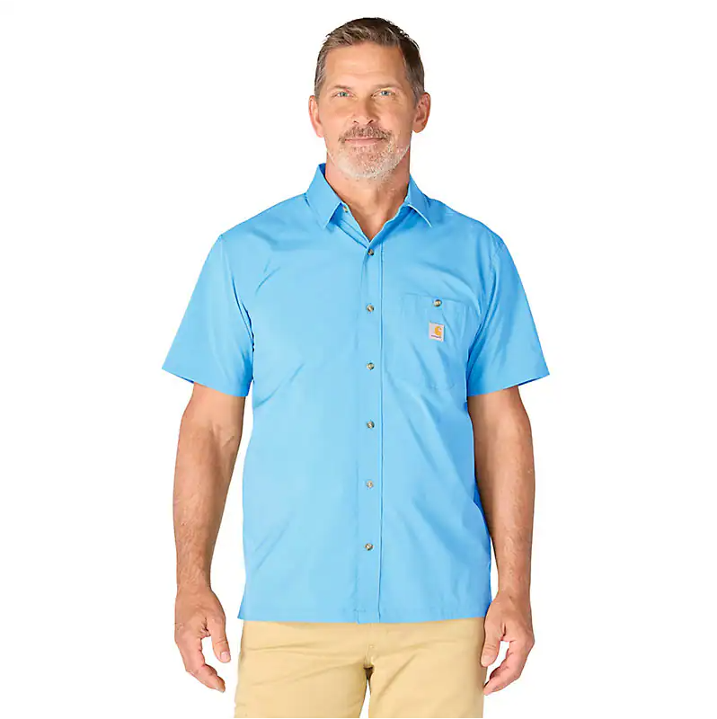 Force Sun Defender Woven Relaxed Short Sleeves Shirt- Tranquil Blue