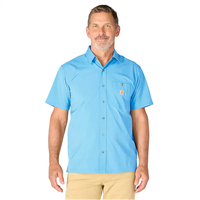 Force Sun Defender Woven Relaxed Short Sleeves Shirt- Tranquil Blue