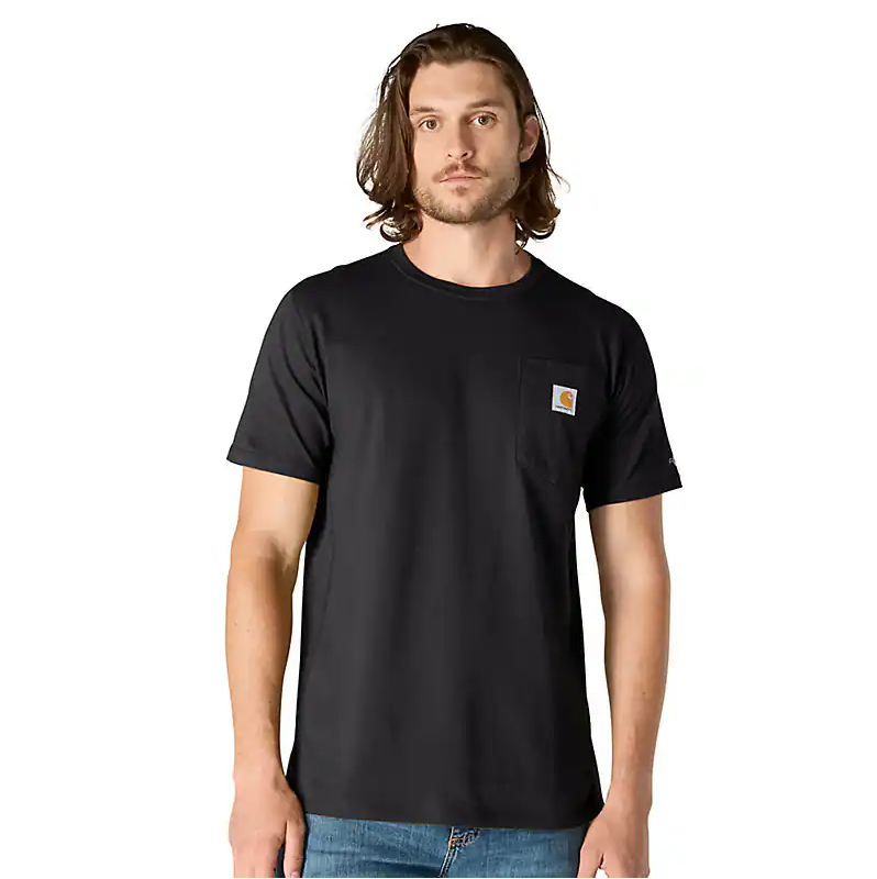 Men's Force Relaxed Fit Midweight Short Sleeve Pocket T-Shirt - Black