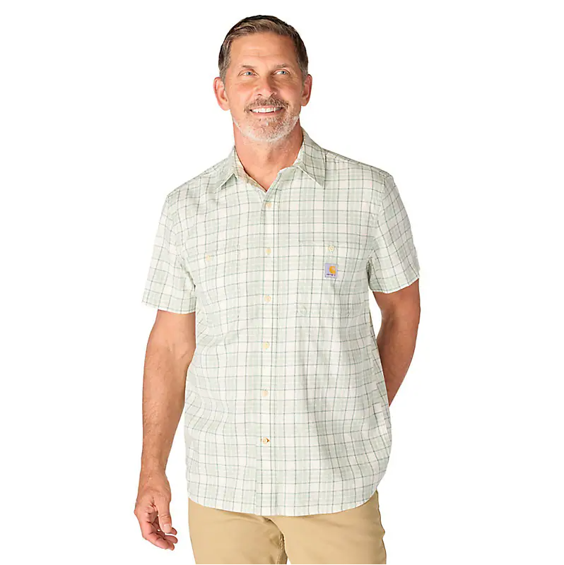 Bozeman Relaxed Short Sleeve Plaid Shirt - Smoked Teal