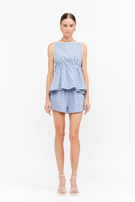 Jones Sleeveless Gingham Top - Blue