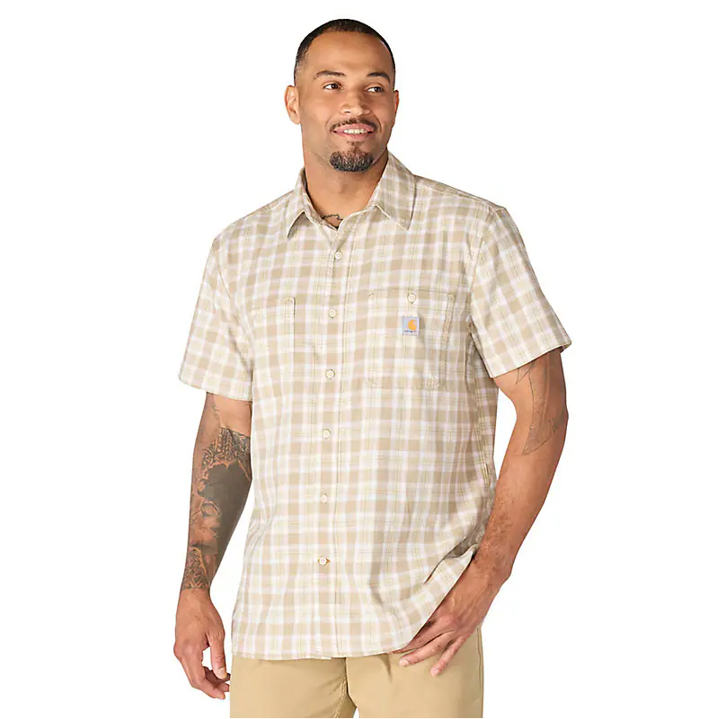 Bozeman Relaxed Short Sleeve Plaid Shirt - Cobblestone