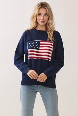 American Flag Knit Sweater - Navy