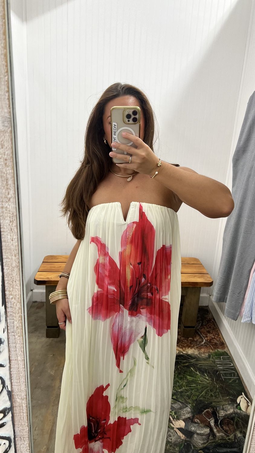 More Time Floral Midi Dress - Cream