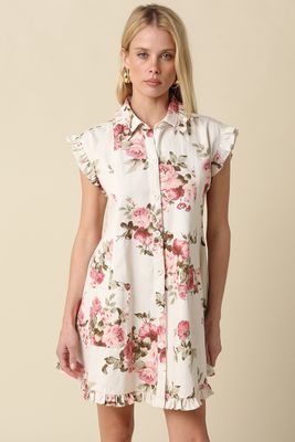 To My Heart Floral Mini Dress - Natural Pink