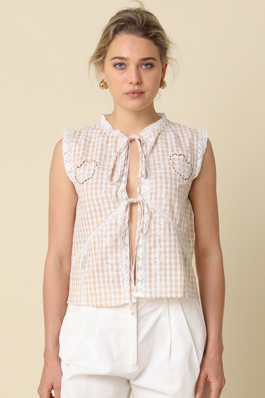 She's A Lover Sleeveless Top - White Khaki