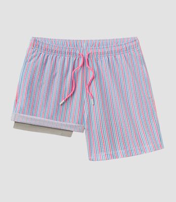 Clubhouse Seersucker Swim Shorts - Berry Tide