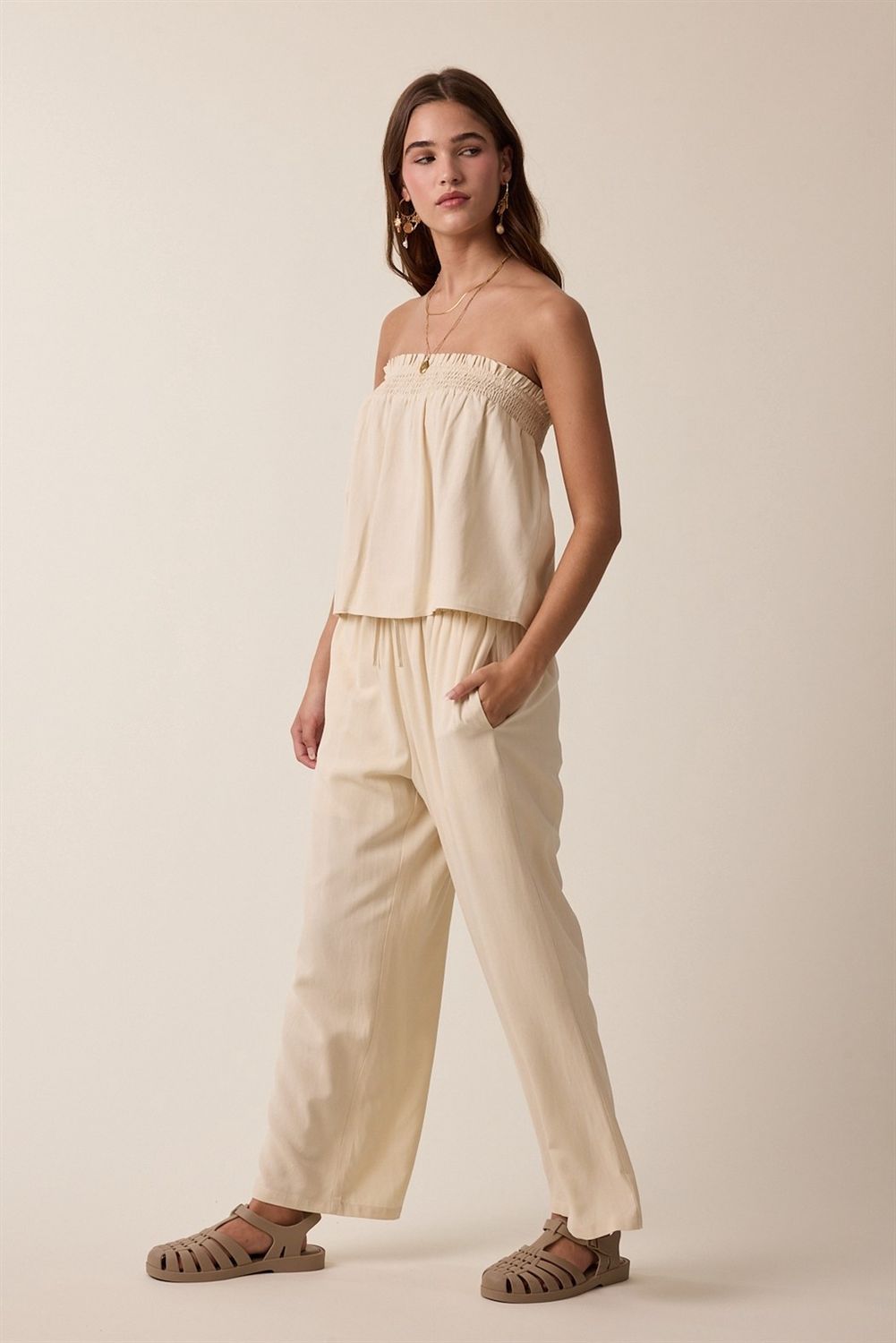 Save Time Tube Top Pant Set - Oatmeal