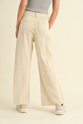 Right Behind You Wide Leg Denim Pants - Beige