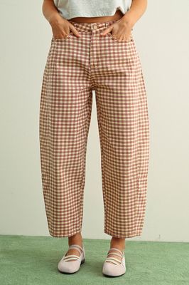 Call It A Night Pattern Barrel Pants - Rosewood