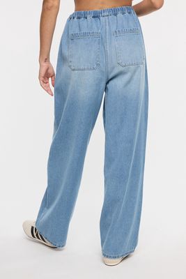 On Time Drawstring Denim Pants - Denim