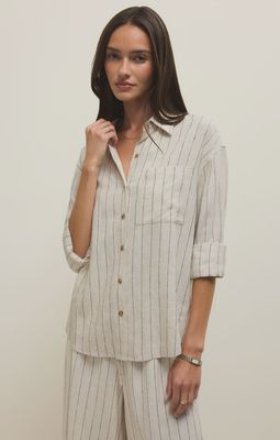 Alfie Stripe Button Up Top - Linen