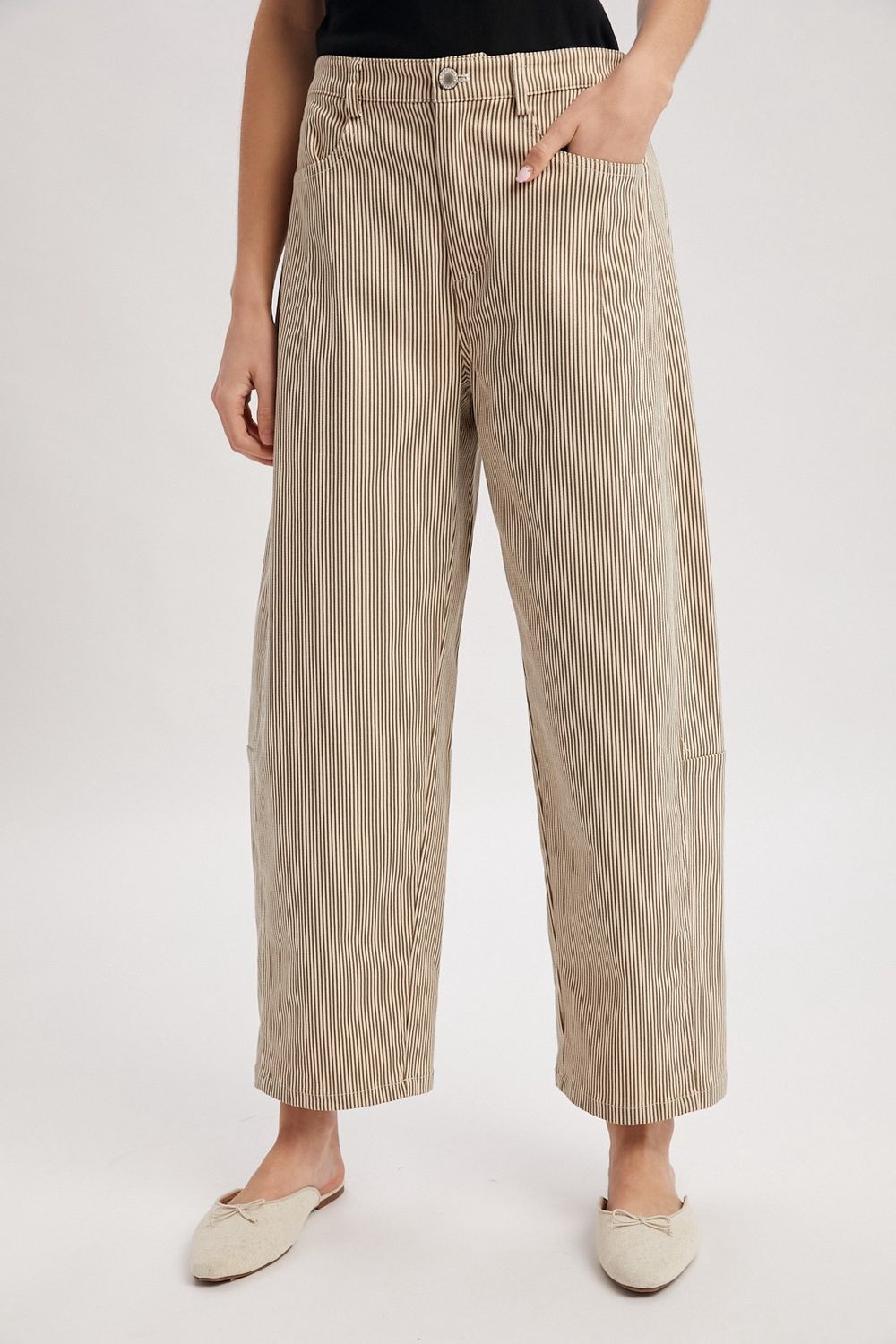 All Along Striped Pants - Espresso/ Taupe