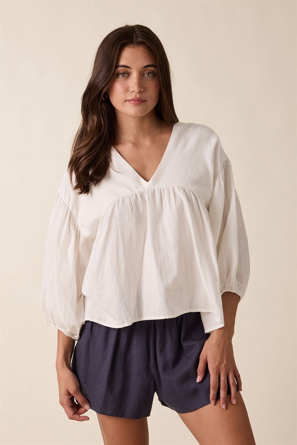 Look Ahead 3/4 Sleeve Top - Off White