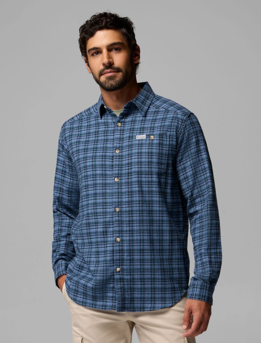 Cornell Woods™ Flannel Long Sleeve Shirt - Dark Stone Cozy Check