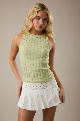 Boat Neck Sweater Top - Light Green