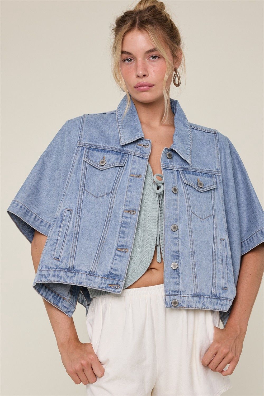Denim Poncho Jacket - Denim
