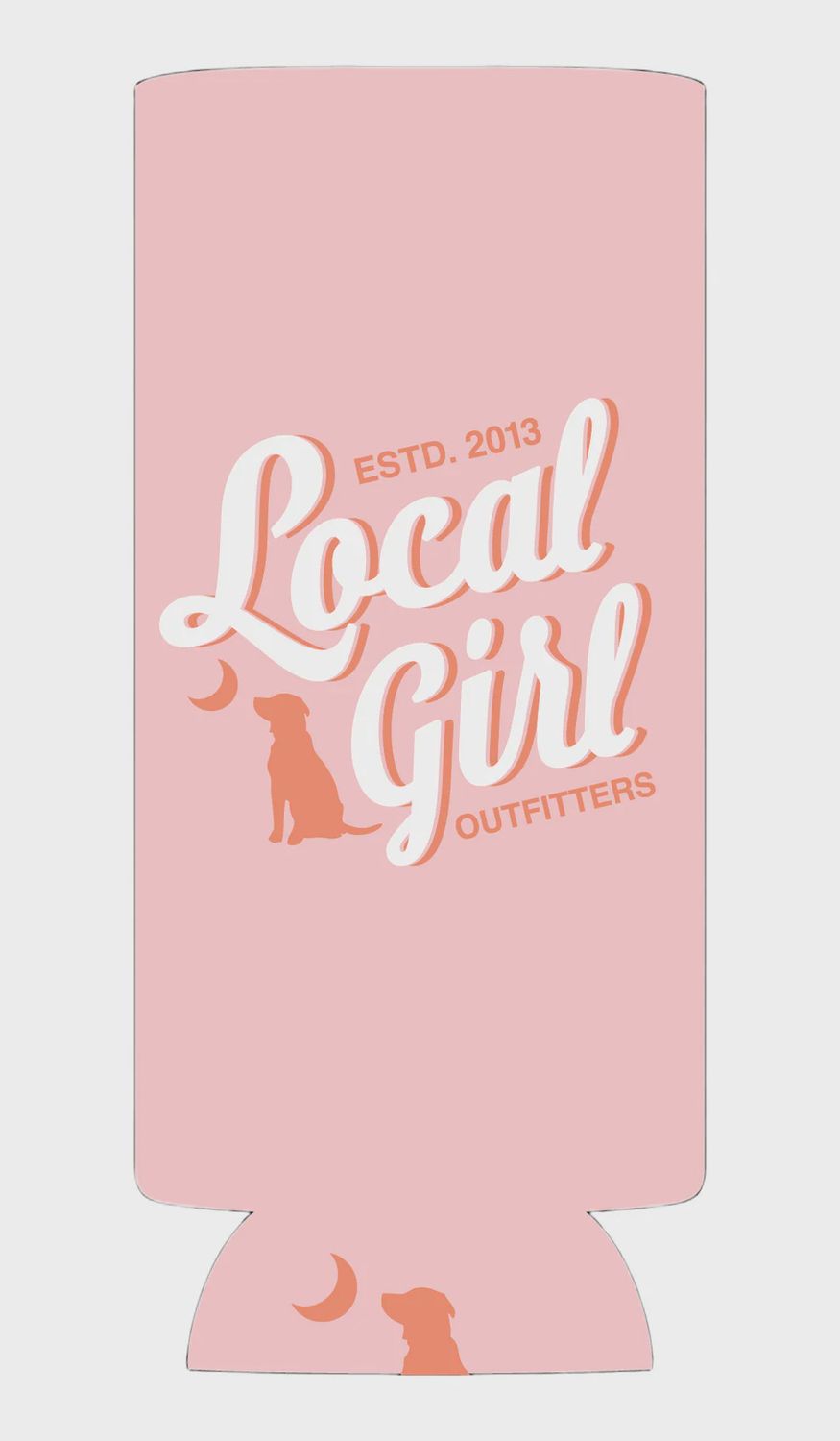 LG Stacked Script Slim Koozie - Baby Pink