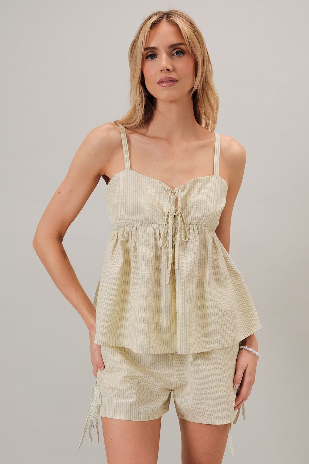 Wild Things Sleeveless Short Set - Butter/ White Stripe