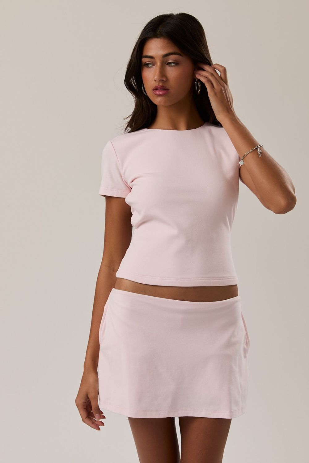 Out Of Control Open Back Short Sleeve Top - Baby Pink