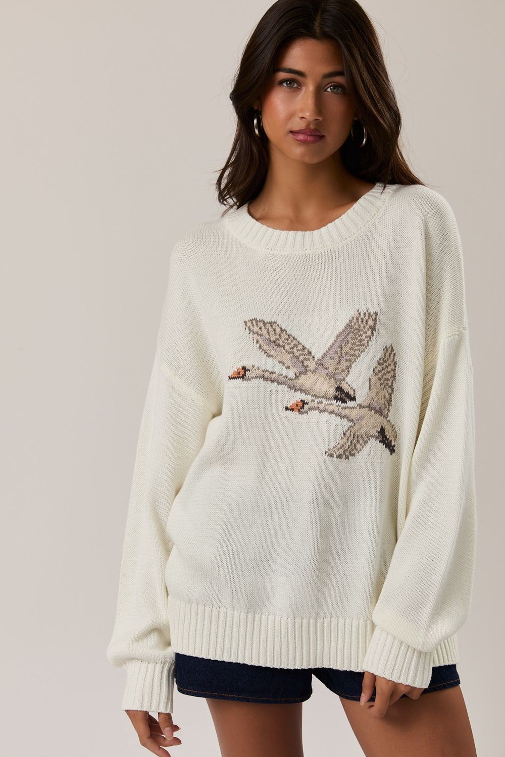 Double Swan Sweater - White