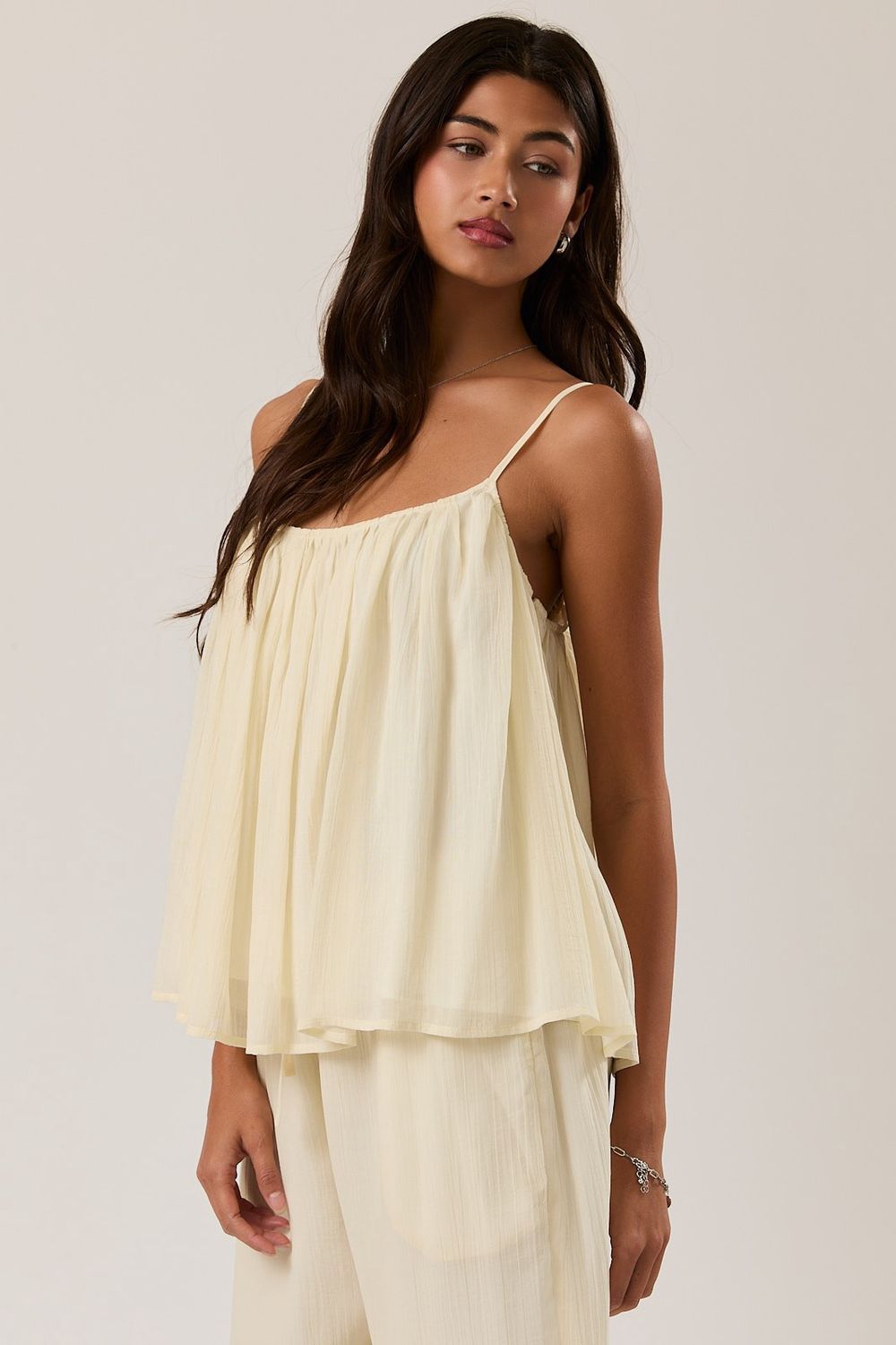 On The Beach Flowy Sleeveless Top - Cream